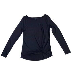 Loft Black Long Sleeve Twist Front Top Women's XS Casual Blouse